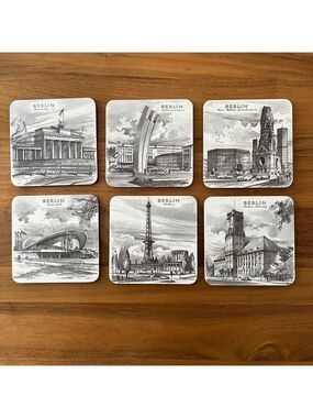 VINTAGE Set of 6 Coasters Berlin Landmark Buildings Schuberth Tamat-Secie German